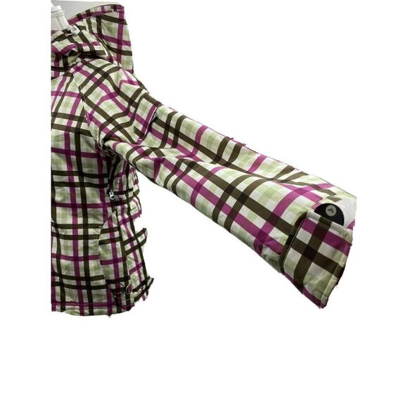 ROXY Plaid Ski Snow Snowboarding Hooded Jacket Coat XS Zip Pockets Insulated - Picture 9 of 12